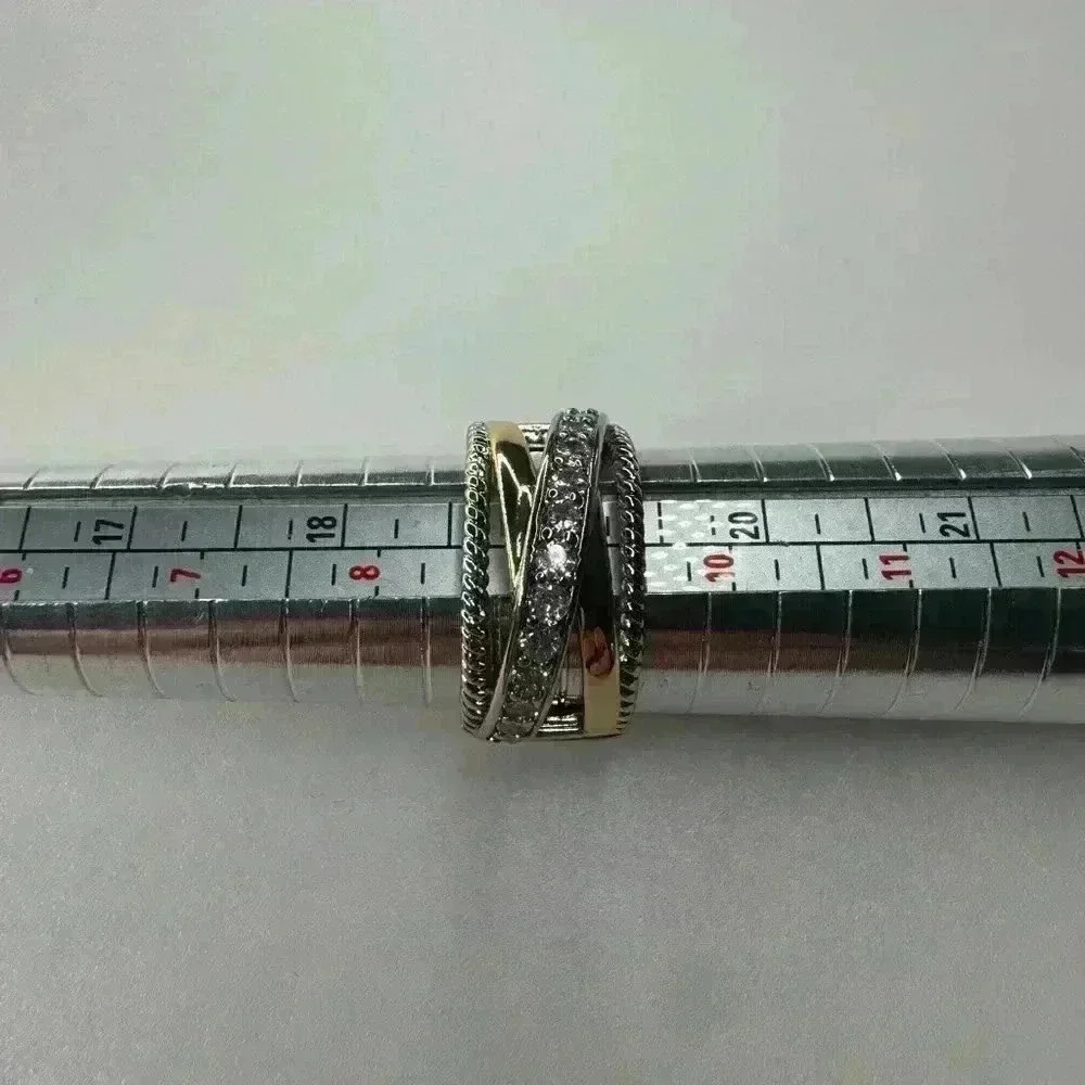 Two Tone Ring Simulated Diamonds - Picture 7 of 7